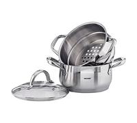 BERGNER Gourmet | Faitout Cuiseur de Cuisine | Faitout avec couvercle et Évacuation | Contenance 2,2 L | Acier Inoxydable | Très résistant, Facile à nettoyer et pour tous types de cuisinières