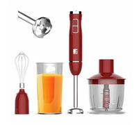 BERGNER MAROON | Mixeur à main 1000 W | 2 vitesses | Axe amovible en acier inoxydable | Hachoir 600 ml | Batteur et verre doseur 600 ml | Dôme anti-éclaboussures | Haute performance