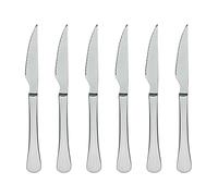 BERGNER Munich - Set de 6 couteaux à steak 2.5mm - Couleur argentée - Fabriqué en acier inoxydable robuste - Prise en main fiable - Facile à nettoyer - Utile pour les barbecues