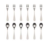 BERGNER Munich - Set de 6 Fourchettes + 6 Cuillères à Dessert 2.5mm - Plaqué Argent - Fabriqué en acier inoxydable robuste - Lavable au lave-vaisselle - Lavable au lave-vaisselle