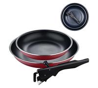 BERGNER Red Edition | Set de 2 Poêles de Cuisine de 22 et 26 cm + 1 Manche Ergonomique et Amovible | Aluminium Pressé et Antiadhésif | Pour tous Types de Cuisinières et de Four