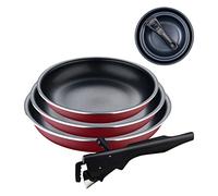 BERGNER Red Edition | Set de 3 Poêles de Cuisine de 18, 20 et 24 cm + 1 Manche Ergonomique et Amovible | Aluminium Pressé et Antiadhésif | Pour tous Types de Cuisinières et de Four
