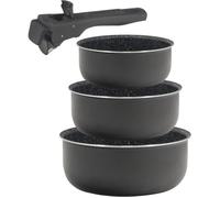 BERGNER Set 3 casseroles Ø16 + 18 + 20 cm Click & Cook noir avec poignée induction