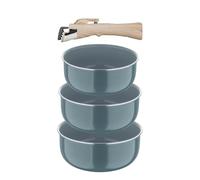 BERGNER- Set 4 Pcs Casseroles en Alu pressé recyclé avec manche amovible - Revêtement PPG Fusion - Vert - Compatible induction