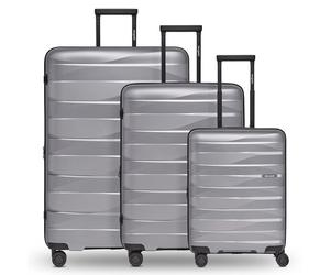 Bergpfeil Travel Set de valises à 4 roulettes 3 pièces avec soufflet extensible couleur argent