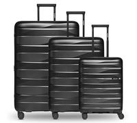 Bergpfeil Travel Set de valises à 4 roulettes 3 pièces avec soufflet extensible noir
