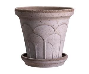 Bergs Potter Cache-pot avec soucoupe Fleur 2 pièces Gris. Ø25 cm