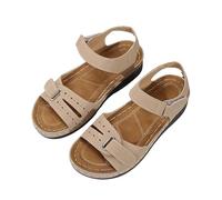 bergxperten Belyra Paris Sandale orthopédique tendance antidérapantes, avec talon compensé/hauts, en cuir synthétique, lanières croisées, fermeture éclair, style bohème, élégantes et tendance