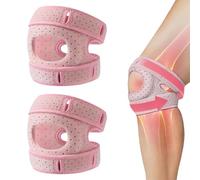 bergxperten EcoPatch Genouillère anti-douleur，de Soutien Ajustable Attelle de Genou Respirante et Confortable pour Sport Course Tennis et Usage Quotidien (Rose, 2pcs)