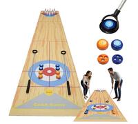 bergxperten Jeu Géant de Compétition au Sol 3,6 m Multi-Jeux Curling Shuffleboard Bowling pour Adultes Entre Amis et Soirées avec Boîte de Rangement