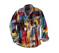 bergxperten Lenoir Paris Chemise Vintage à Manches Longues Motif Arc-en-Ciel，Confortable et Tendance, Doux au Toucher et Respirant, avec Boutons et imprimé, Convient à Toutes Les Occasions