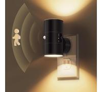bergxperten Lumora - Lampe murale LED haut de gamme Veilleuse Prise Electrique avec détecteur de mouvement, intensité variable, pour intérieur, couloir, chambre, escalier