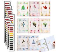 bergxperten Magnocraft Kit d'aquarelle complet carnet d’exercices à spirale pour débutants avec 12 modèles pré-dessinés et 12 couleurs par carnet, papier épais anti-transfert, pinceau inclus