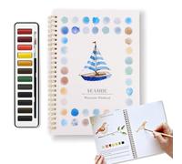 bergxperten Magnocraft Kit d'aquarelle complet carnet d’exercices à spirale pour débutants avec 12 modèles pré-dessinés et 12 couleurs par carnet, papier épais anti-transfert, pinceau inclus