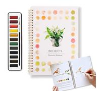 bergxperten Magnocraft Kit d'aquarelle complet carnet d’exercices à spirale pour débutants avec 12 modèles pré-dessinés et 12 couleurs par carnet, papier épais anti-transfert, pinceau inclus