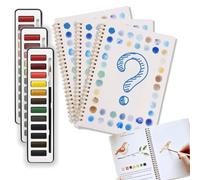 bergxperten Magnocraft Kit d'aquarelle complet carnet d’exercices à spirale pour débutants avec 12 modèles pré-dessinés et 12 couleurs par carnet, papier épais anti-transfert, pinceau inclus