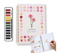 bergxperten Magnocraft Kit d'aquarelle complet carnet d’exercices à spirale pour débutants avec 12 modèles pré-dessinés et 12 couleurs par carnet, papier épais anti-transfert, pinceau inclus