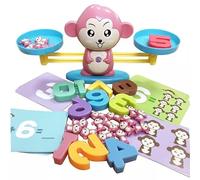 bergxperten SingeMath Balance Magique pour Apprendre Les Chiffres Jeu Éducatif Mathématique - 65 Pièces de Balancement de Singe pour l'Apprentissage des Maths