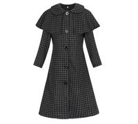 Berich Costume noir pour enfants - Costume d'Halloween pour la journée mondiale du livre pour filles - Tenue de jeu de rôle pour filles - Manteau de costumade à carreaux noirs et gris - 9 à 10 ans