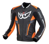 Berik Air-B Blouson de moto en cuir, noir-orange, taille 48 pour homme