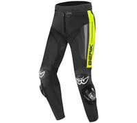 Berik Kendo Pantalon en cuir de moto, noir/néon, Taille 56