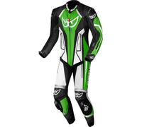 Berik Losail-R perforated Costume en cuir de moto Kangourou une pièce, Noir/Blanc/Vert, Taille 52