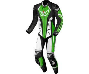 Berik Losail-R perforated Costume en cuir de moto Kangourou une pièce, noir-blanc-vert, taille 52 pour homme