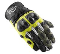 Berik Nador Gants de moto, Noir/Jaune néon/Vert, Taille L