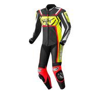 Berik Race-Tech Combinaison en cuir de moto une pièce, noir/rouge/jaune, Taille 56