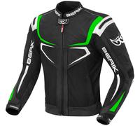 Berik Radic Cuir moto / Veste textile, noir-blanc-vert, taille 54 pour homme