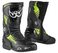Berik Shaft 3.0 Bottes de moto, noir/jaune néon, Taille 47