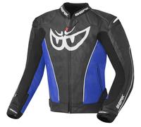Berik Street Blouson en cuir de moto, noir-bleu, taille 48 pour homme