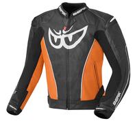 Berik Street Blouson en cuir de moto, noir-orange, taille 50 pour homme