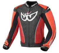 Berik Street Blouson en cuir de moto, noir-rouge, taille 58 pour homme