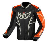 Berik Street Pro Evo Blouson en cuir de moto, noir-orange, taille 50 pour homme