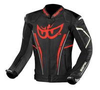 Berik Street Pro Evo Blouson en cuir de moto, noir-rouge, taille 52 pour homme