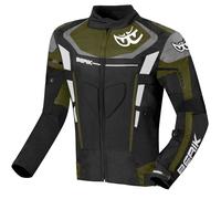 Berik Torino Evo Veste textile de moto imperméable, Noir/Gris/Vert, Taille 52