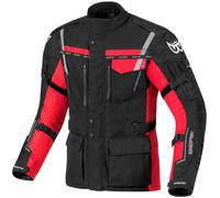 Berik Torino Waterproof Blouson textile de moto, noir/rouge, Taille 50