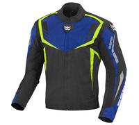 Berik Toronto Veste textile de moto imperméable à l’eau, noir-bleu-jaune, taille 56 pour homme