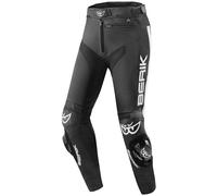 Berik Track Pantalons en cuir, Noir/Blanc, Taille 54