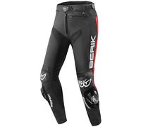 Berik Track Pantalons en cuir, noir/rouge, Taille 58