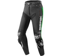 Berik Track Pantalons en cuir, noir/vert, Taille 54