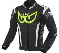 Berik Zakura Veste en cuir de moto, Noir/Blanc/Jaune/Gris, Taille 56