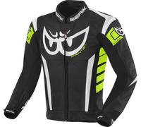 Berik Zakura Veste en cuir de moto, noir-blanc-jaune, taille 52 pour homme