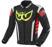 Berik Zakura Veste en cuir de moto, noir-blanc-rouge-jaune, taille 56 pour homme