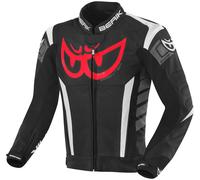Berik Zakura Veste en cuir de moto, noir-gris-blanc-rouge, taille 52 pour homme