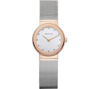 BERING 10126-066 Montre À Quartz Pour Femme, 26 mm, Boîtier En Acier Inoxydable Or Rose Et Cadran Argenté, Bracelet Milanais, Verre Saphir, 5 ATM