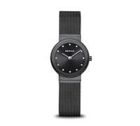 BERING 10126-077 Montre À Quartz Pour Femme, 26 mm, Boîtier En Acier Inoxydable Gris Et Cadran Noir, Bracelet Milanais, Verre Saphir, 5 ATM
