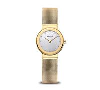 BERING 10126-334 Montre À Quartz Pour Femme, 26 mm, Boîtier En Acier Inoxydable Doré Et Cadran Argenté, Bracelet Milanais, Verre Saphir, 5 ATM