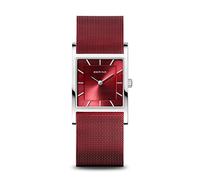 BERING 10426-303-S Montre À Quartz Pour Femme, 26 mm, Boîtier En Acier Inoxydable Argenté Et Cadran Rouge, Bracelet Milanais, Verre Saphir, 5 ATM